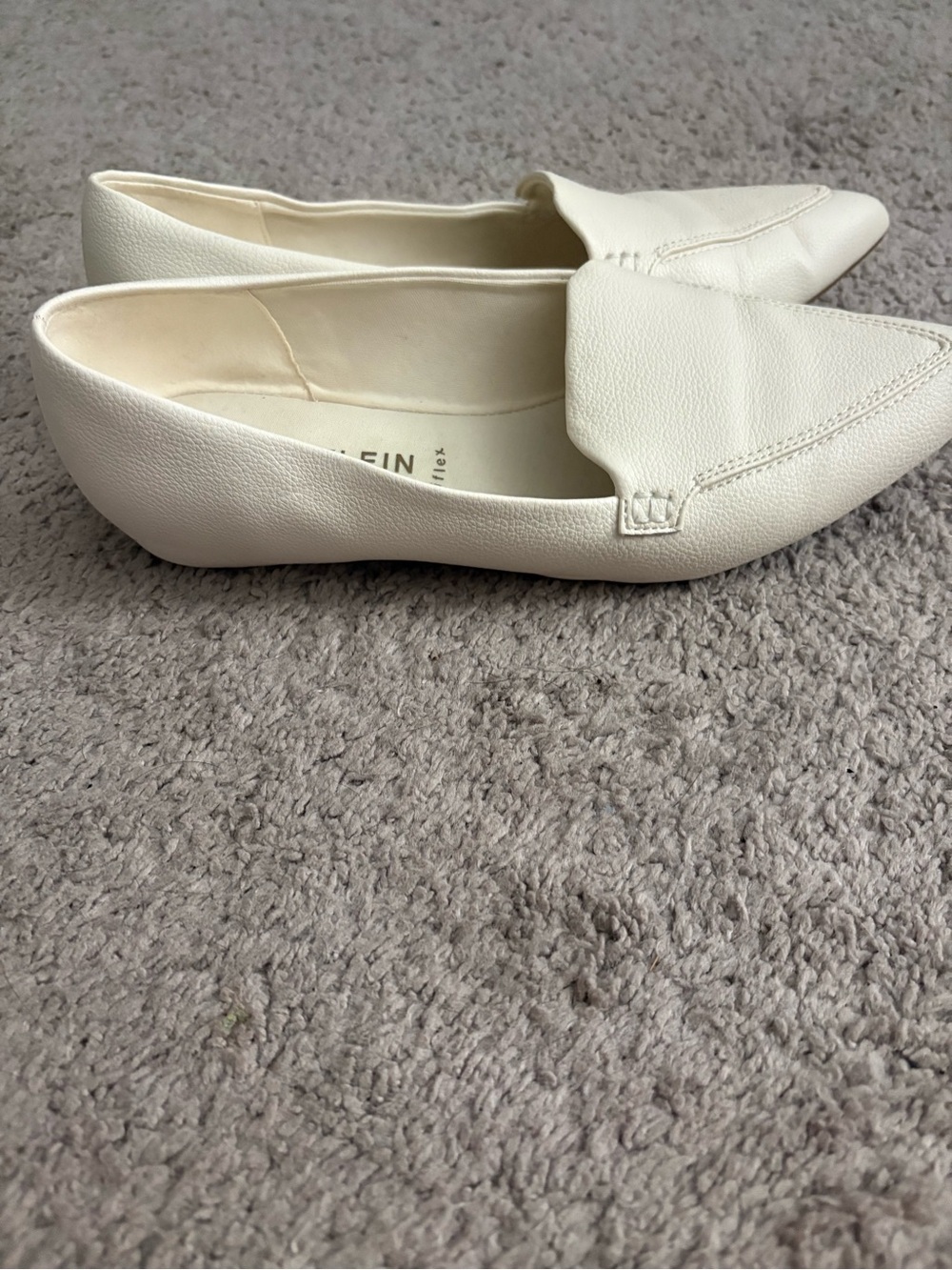 Anne Klein Cream Pointed-Toe Slip-On Flats - Picture 2 of 3